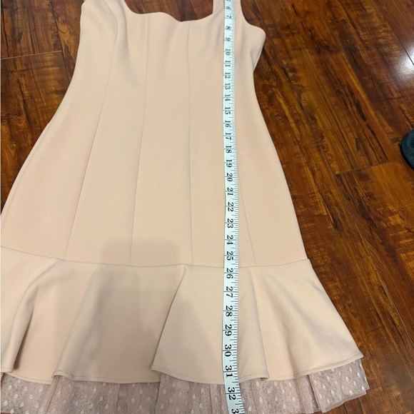 BCBGMaxAzria scoop neck fluted pink boho Polkadot wedding hem mini dress 0 NWT - Picture 13 of 16